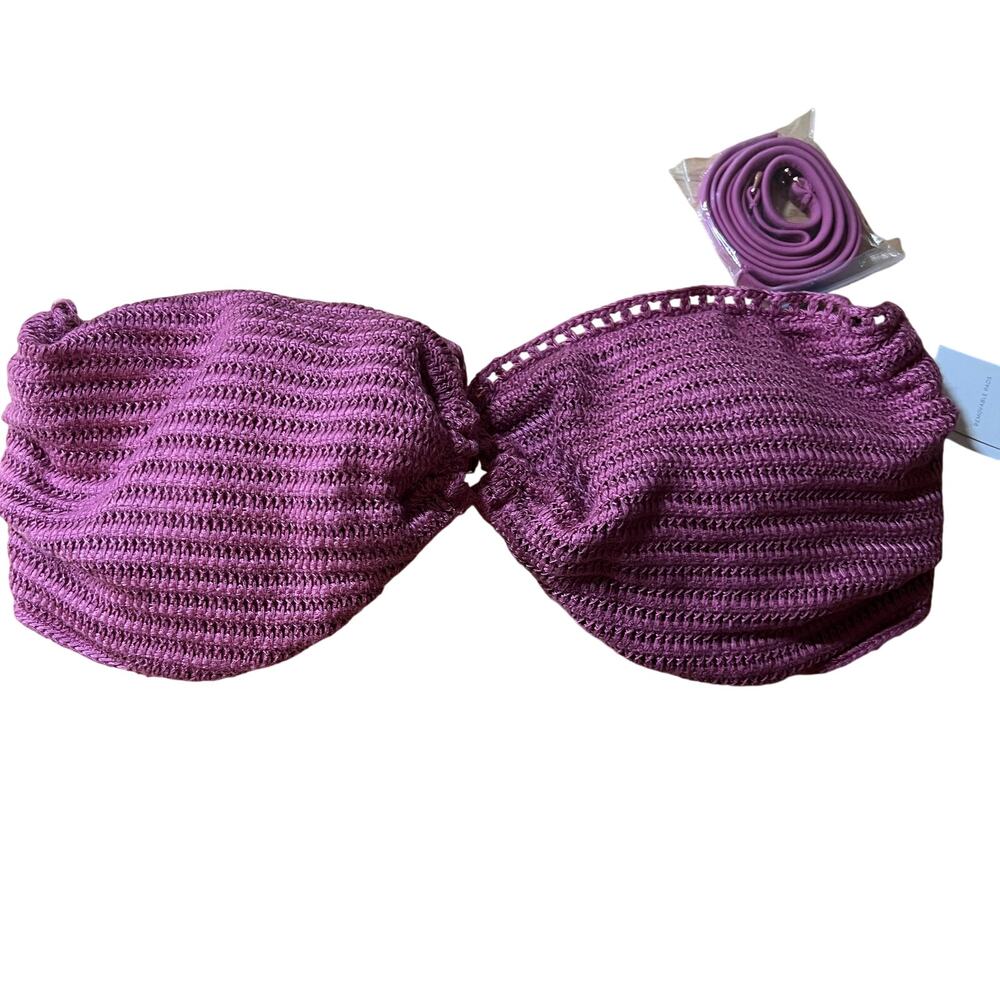 Shade & Shore Women's Pink Crochet Bandeau Bikini Top - Size 34DD - NWT